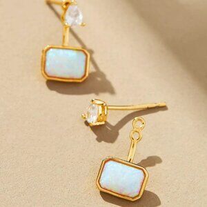 Anthropologie Baguette Post Earrings Opal NWT